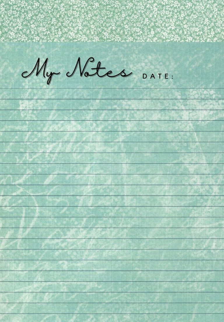 Printable Notepaper for A5 Notebooks and Filofax