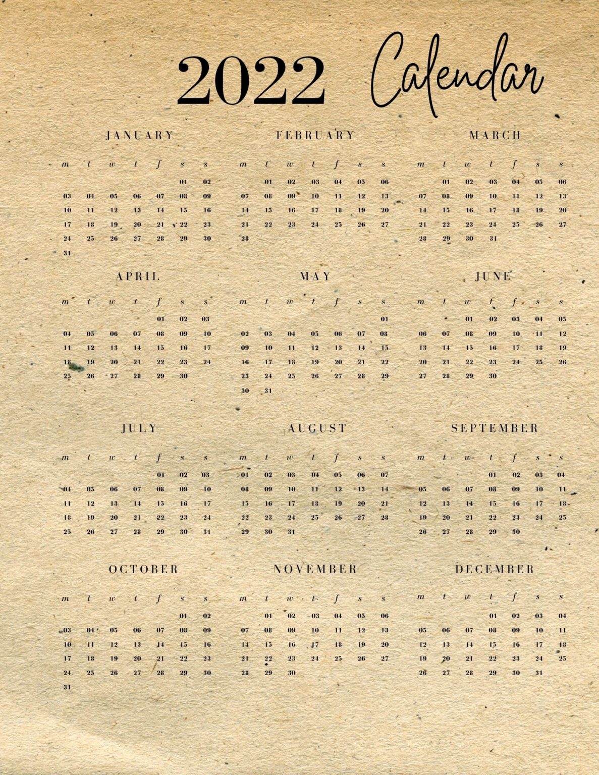 2022 Printable Calendars 8.5×11 – Magical Journey