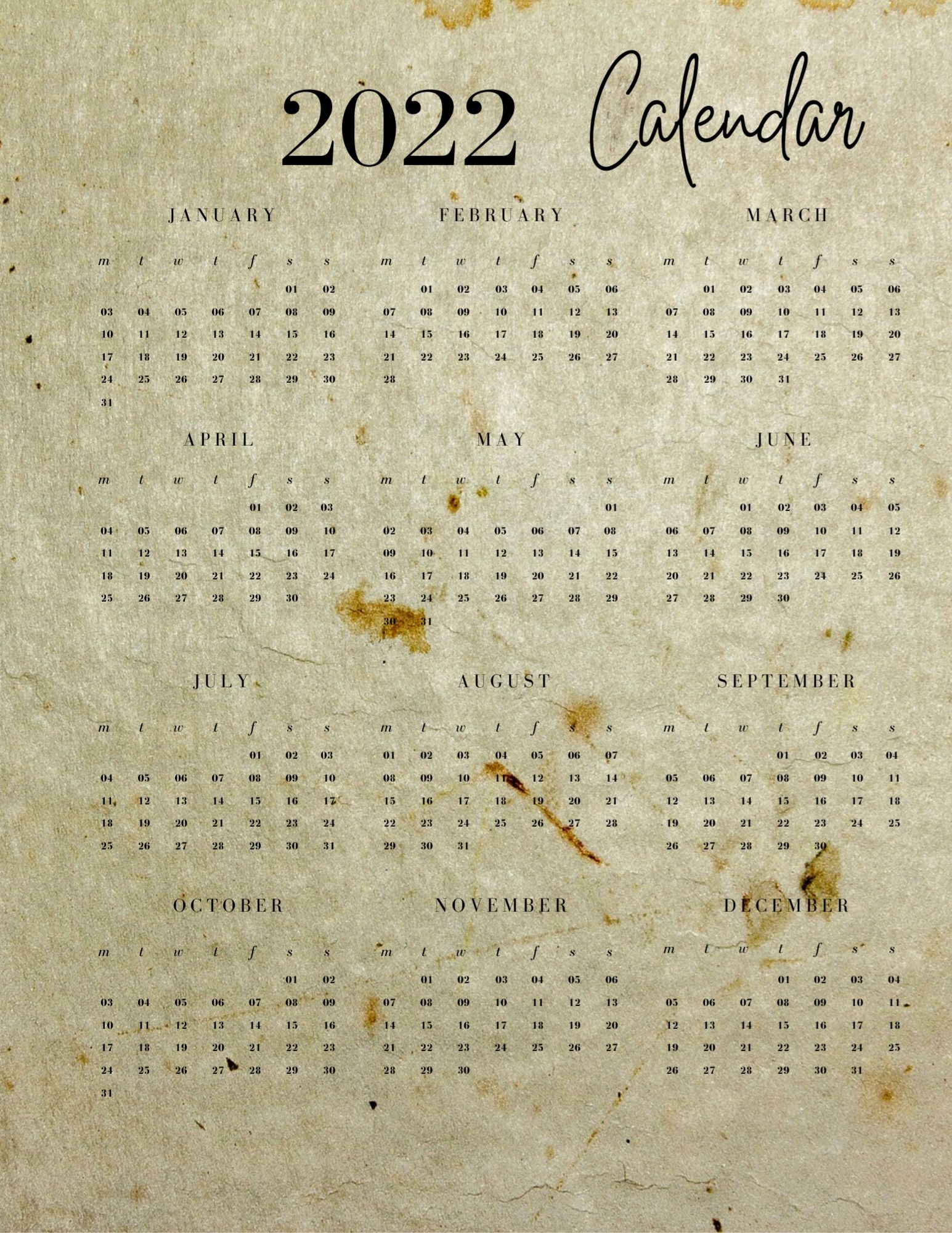 2022 Printable Calendars 8.5×11 – Magical Journey