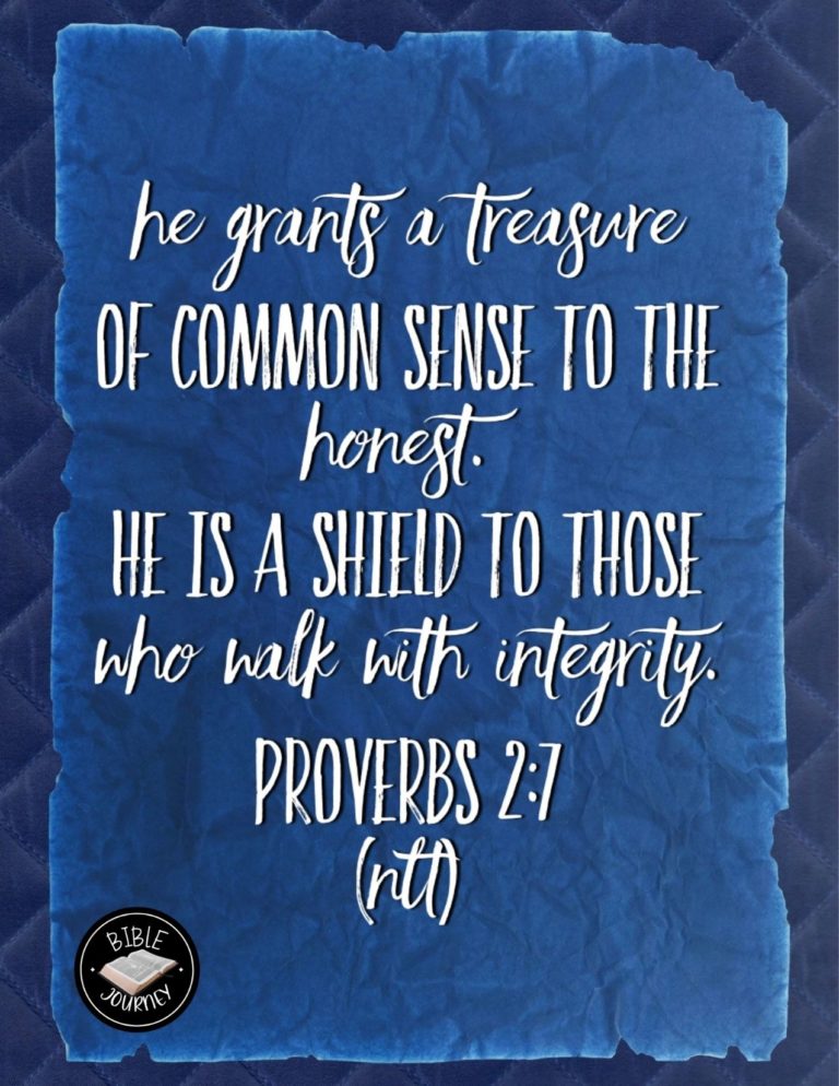 Proverbs 2:7 NLT - He grants a treasure of common sense to the honest. He is a shield to those who walk with integrity.