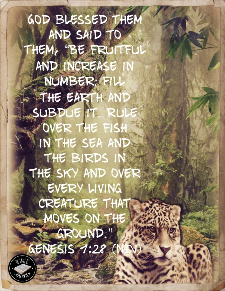 Genesis 1:28 NIV - God blessed them and said to them, "Be fruitful and increase in number; fill the earth and subdue it. Rule over the fish in the sea and the birds in the sky and over every living creature that moves on the ground."