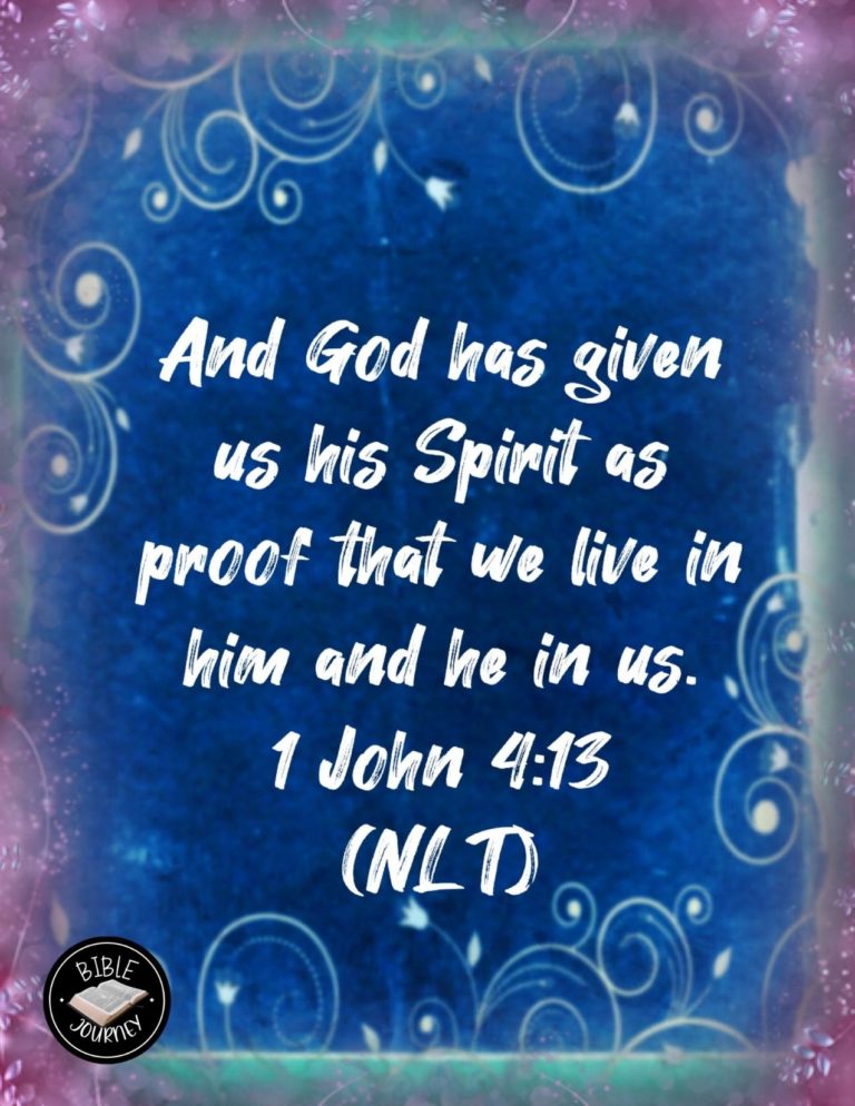 1 John 4:13 NLT - And God has given us his Spirit as proof that we live in him and he in us.