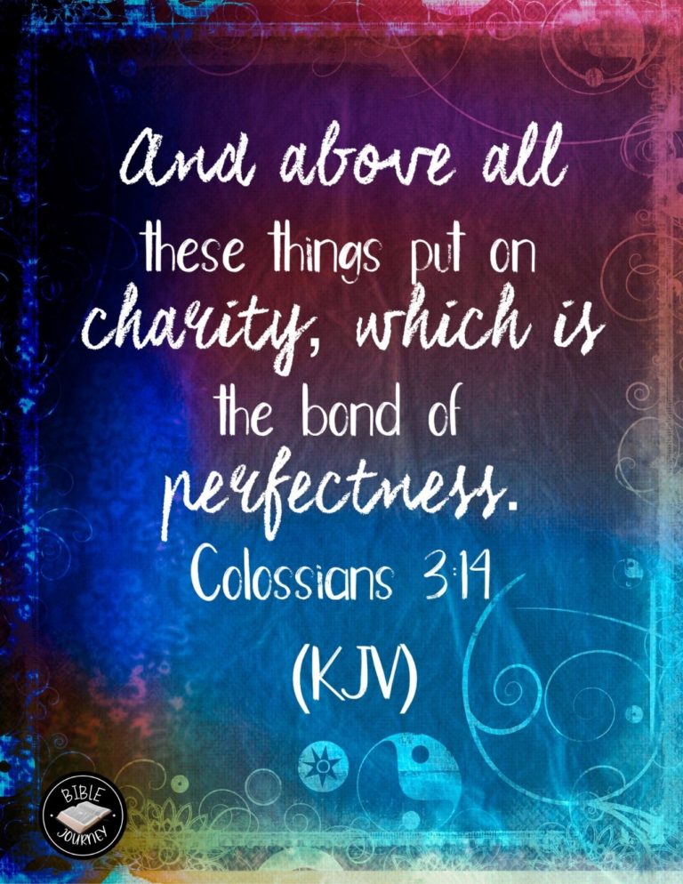 Colossians 3:14 KJV - And above all these things put on charity, which is the bond of perfectness.