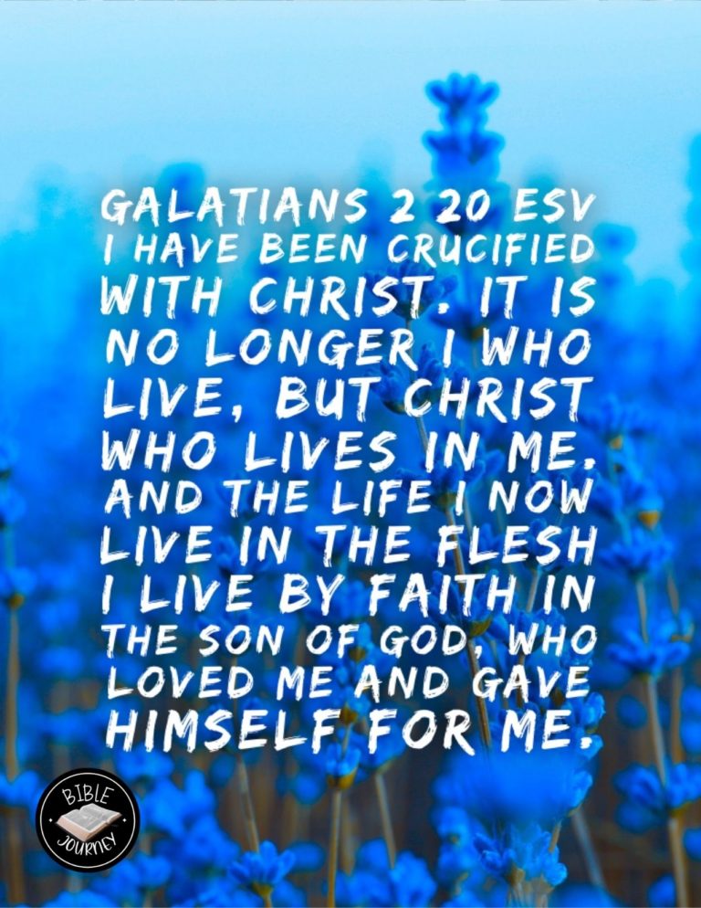 Galatians 2:20 ESV - I have been crucified with Christ. It is no longer I who live, but Christ who lives in me. And the life I now live in the flesh I live by faith in the Son of God, who loved me and gave himself for me.