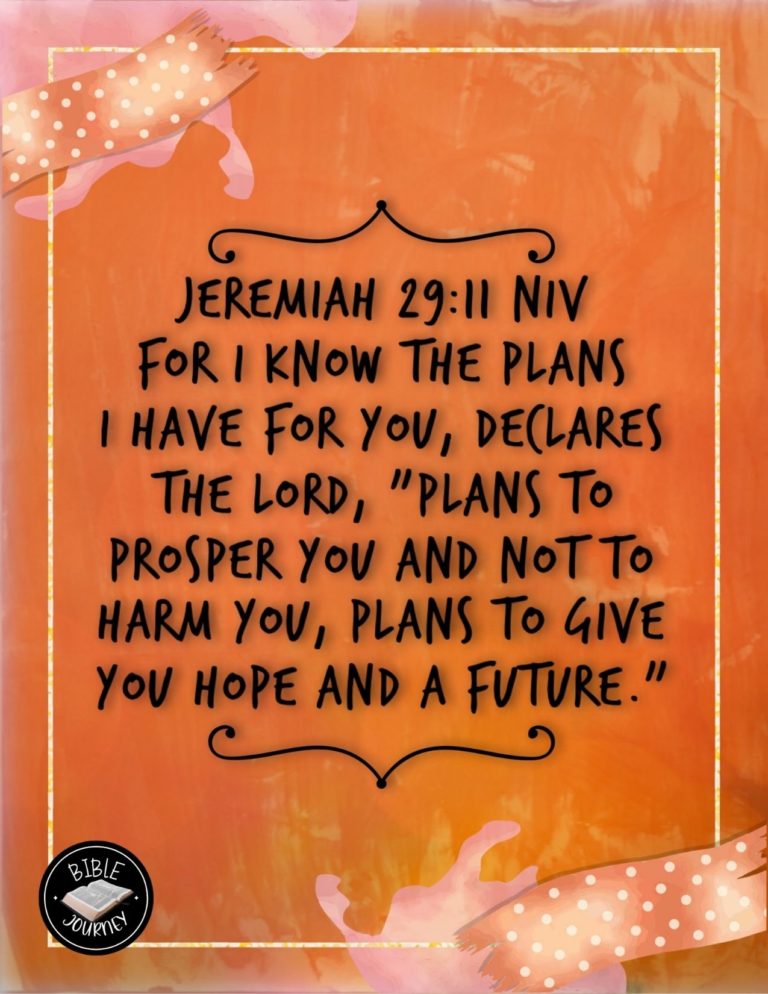 Jeremiah 29:11 NIV - “For I know the plans I have for you," declares the LORD, "plans to prosper you and not to harm you, plans to give you hope and a future.”