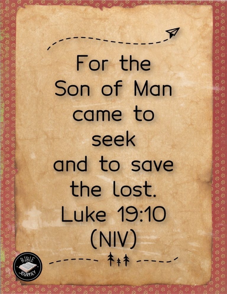 Luke 19:10 NIV - For the Son of Man came to seek and to save the lost."