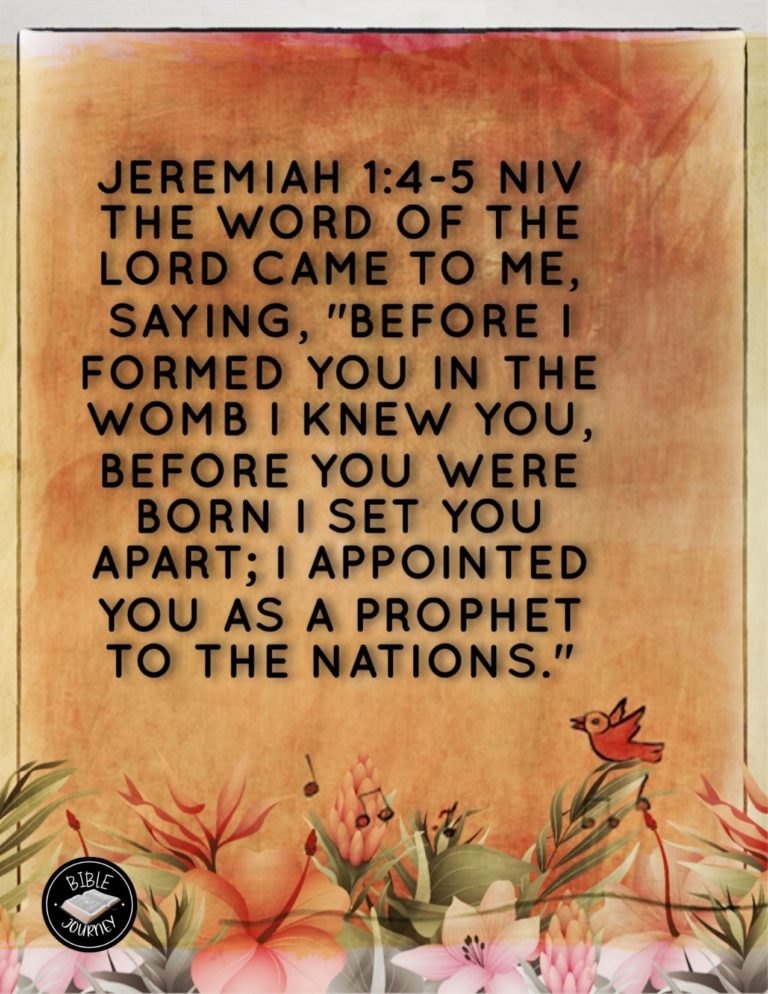 Jeremiah 1:4-5 NIV - The word of the LORD came to me, saying, "Before I formed you in the womb I knew you, before you were born I set you apart; I appointed you as a prophet to the nations."