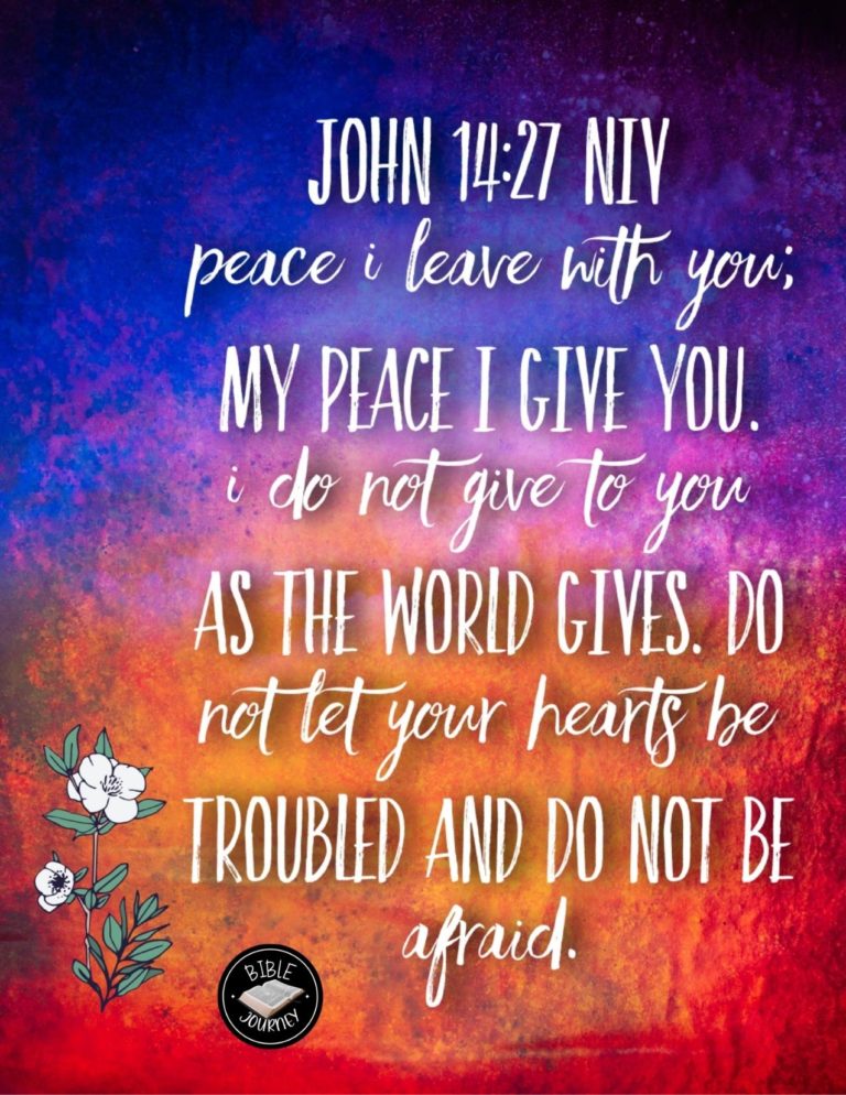 John 14:27 NIV - Peace I leave with you; my peace I give you. I do not give to you as the world gives. Do not let your hearts be troubled and do not be afraid.