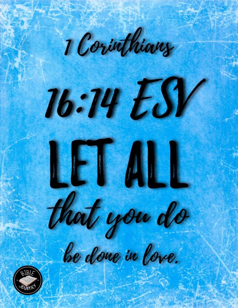 1 Corinthians 16:14 ESV - Let all that you do be done in love.