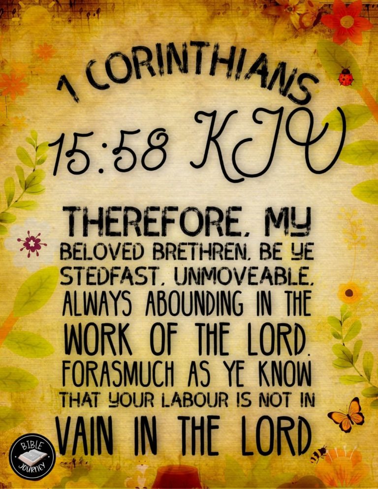 1 Corinthians 15:58 KJV - Therefore, my beloved brethren, be ye stedfast, unmoveable, always abounding in the work of the Lord, forasmuch as ye know that your labour is not in vain in the Lord.