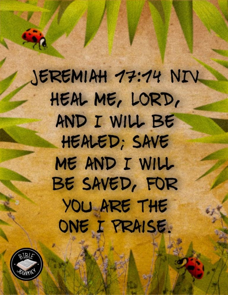 Jeremiah 17:14 NIV - Heal me, LORD, and I will be healed; save me and I will be saved, for you are the one I praise.