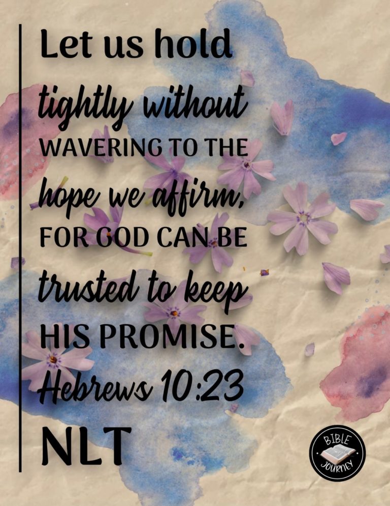 Hebrews 10:23 NLT - Let us hold tightly without wavering to the hope we affirm, for God can be trusted to keep his promise.