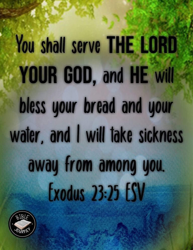 Exodus 23:25 ESV - You shall serve the LORD your God, and he will bless your bread and your water, and I will take sickness away from among you.