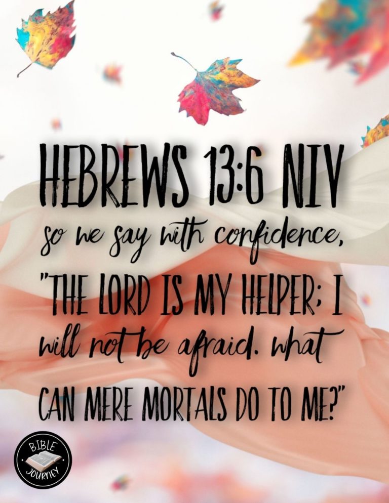 Hebrews 13:6 NIV - So we say with confidence, "The Lord is my helper; I will not be afraid. What can mere mortals do to me?"