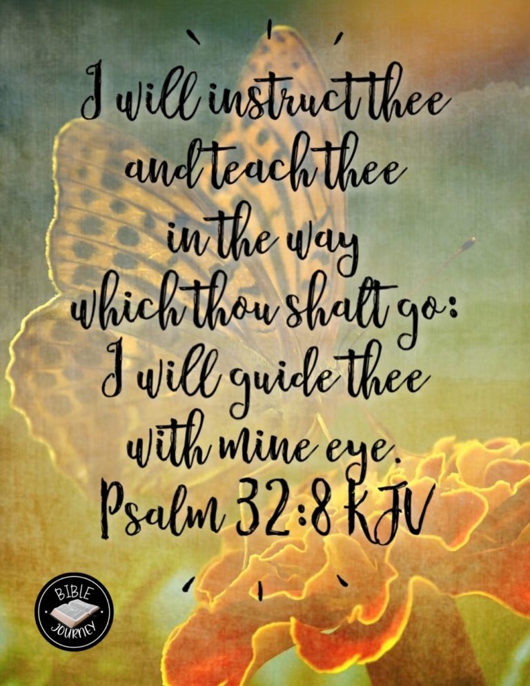 Psalm 32:8 KJV - I will instruct thee and teach thee in the way which thou shalt go: I will guide thee with mine eye.