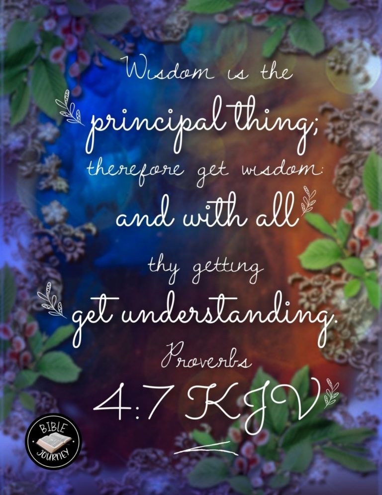 Proverbs 4:7 KJV - Wisdom is the principal thing; therefore get wisdom: and with all thy getting get understanding.