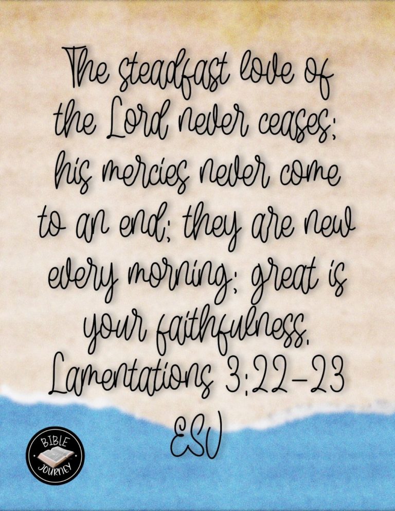 Lamentations 3:22-23 ESV - The steadfast love of the LORD never ceases; his mercies never come to an end; they are new every morning; great is your faithfulness.