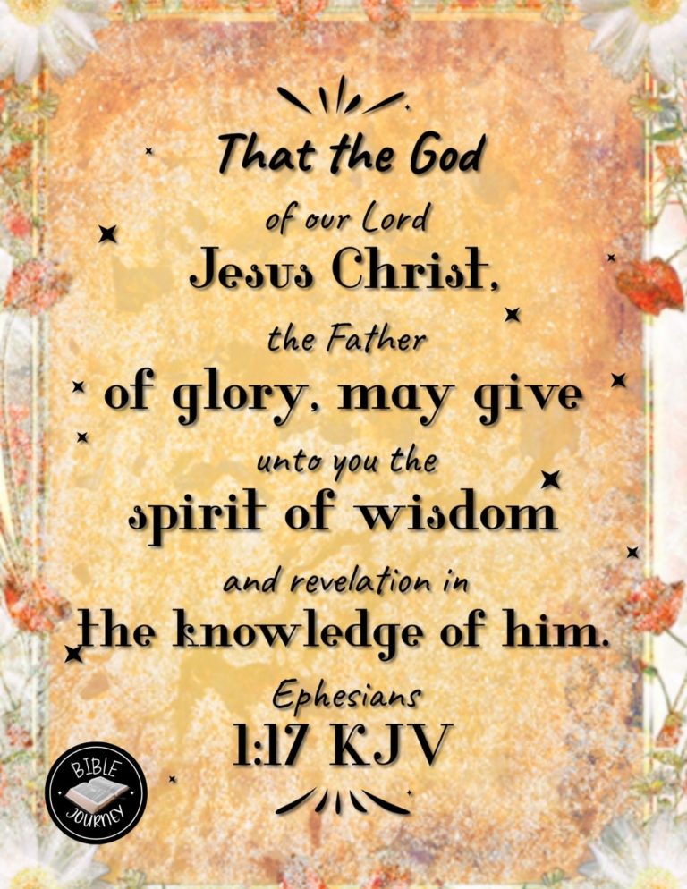 Ephesians 1:17 KJV - That the God of our Lord Jesus Christ, the Father of glory, may give unto you the spirit of wisdom and revelation in the knowledge of him: