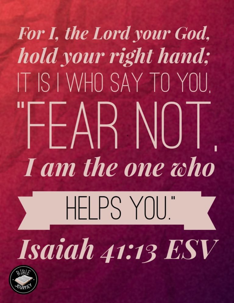 Isaiah 41:13 ESV - For I, the LORD your God, hold your right hand; it is I who say to you, "Fear not, I am the one who helps you."