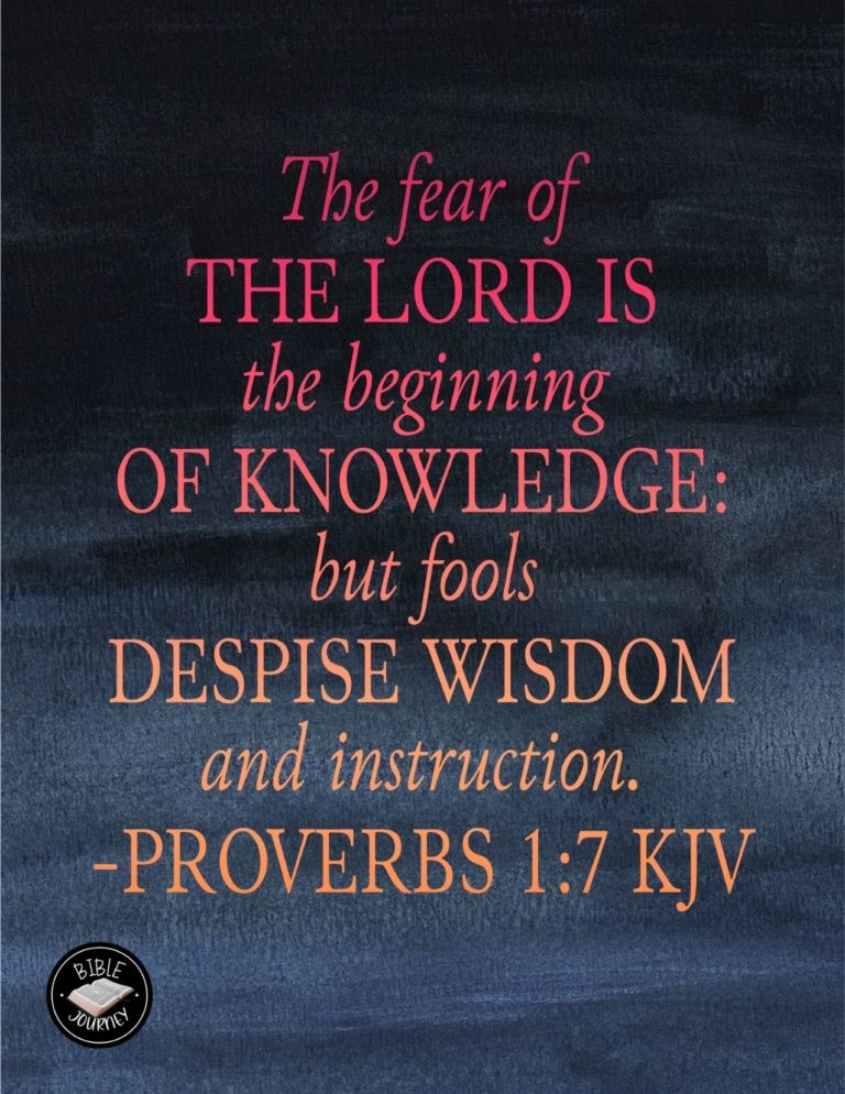 Proverbs 1:7 KJV - The fear of the LORD is the beginning of knowledge: but fools despise wisdom and instruction.