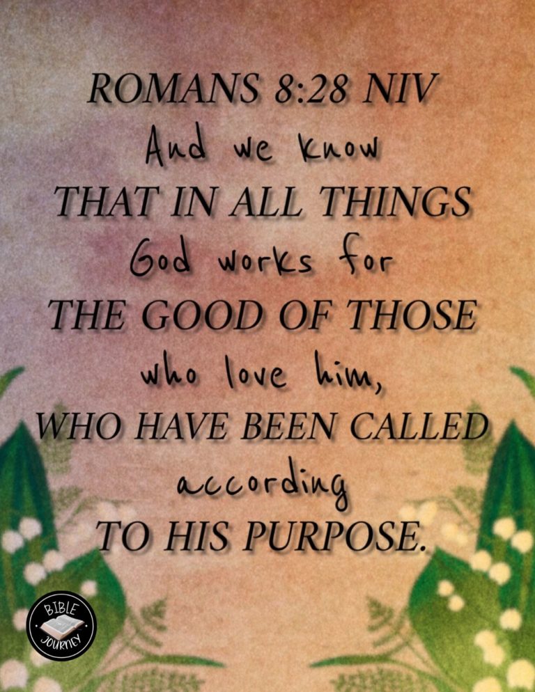 Romans 8:28 NIV - And we know that in all things God works for the good of those who love him, who have been called according to his purpose.